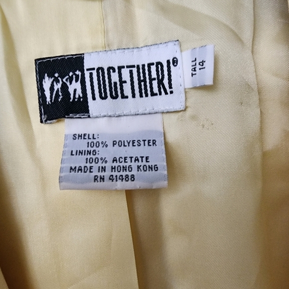 Vintage Together Womens Yellow Floral Jacket Size Tall 14 - Picture 7 of 7